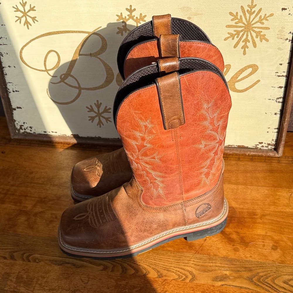 BNWT Hoss Landon Men's Brown Pull On Leather Western Work Boots size 8.5 $129